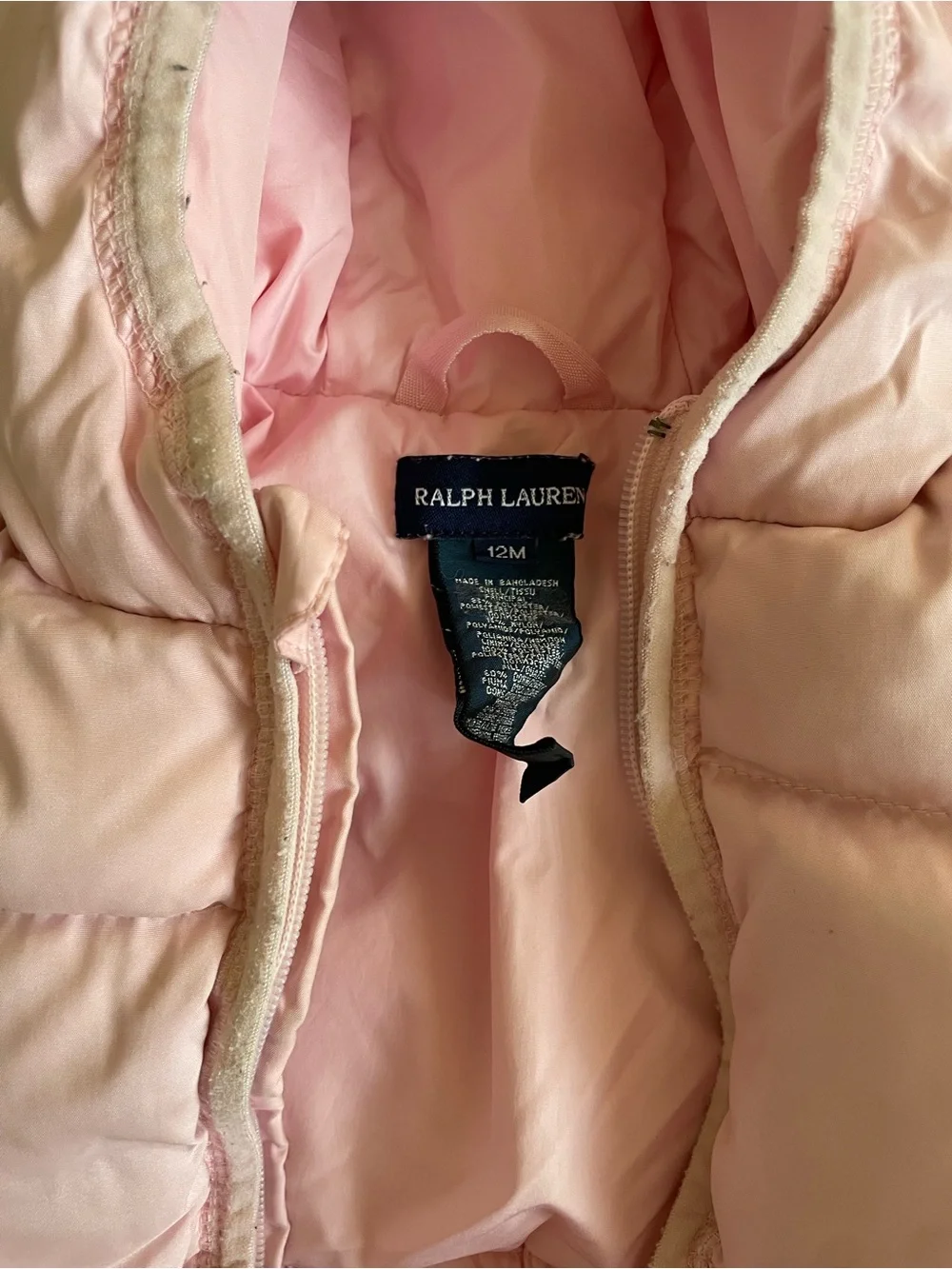 Ralph Lauren Light Pink Quilted Puffer Jacket with Hood